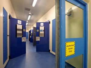 Cell corridor with cell doors open