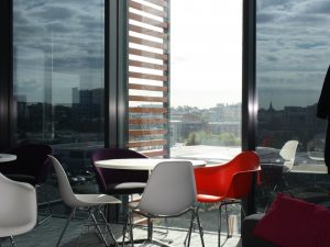 Seating by a window in Southampton Central