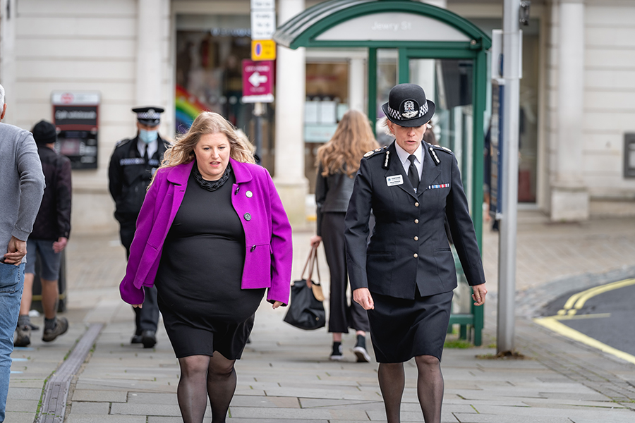 PCC Donna Jones walking with CC Olivia Pinkney