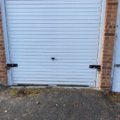Garage with additional security locks installed. 