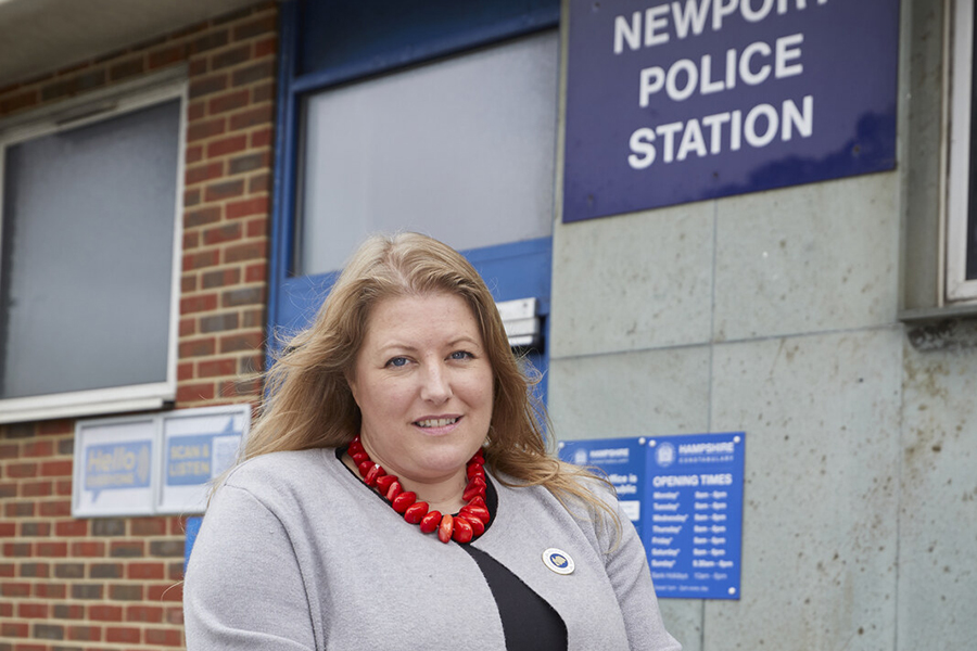 PCC Donna Jones outside Newport Police Station