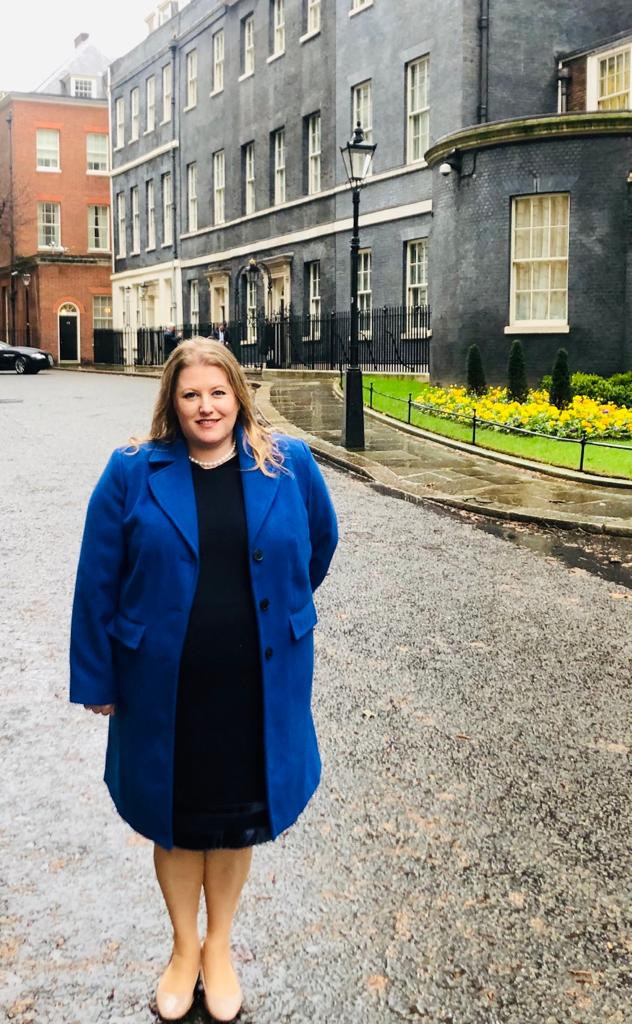 Donna Jones standing on Downing Street