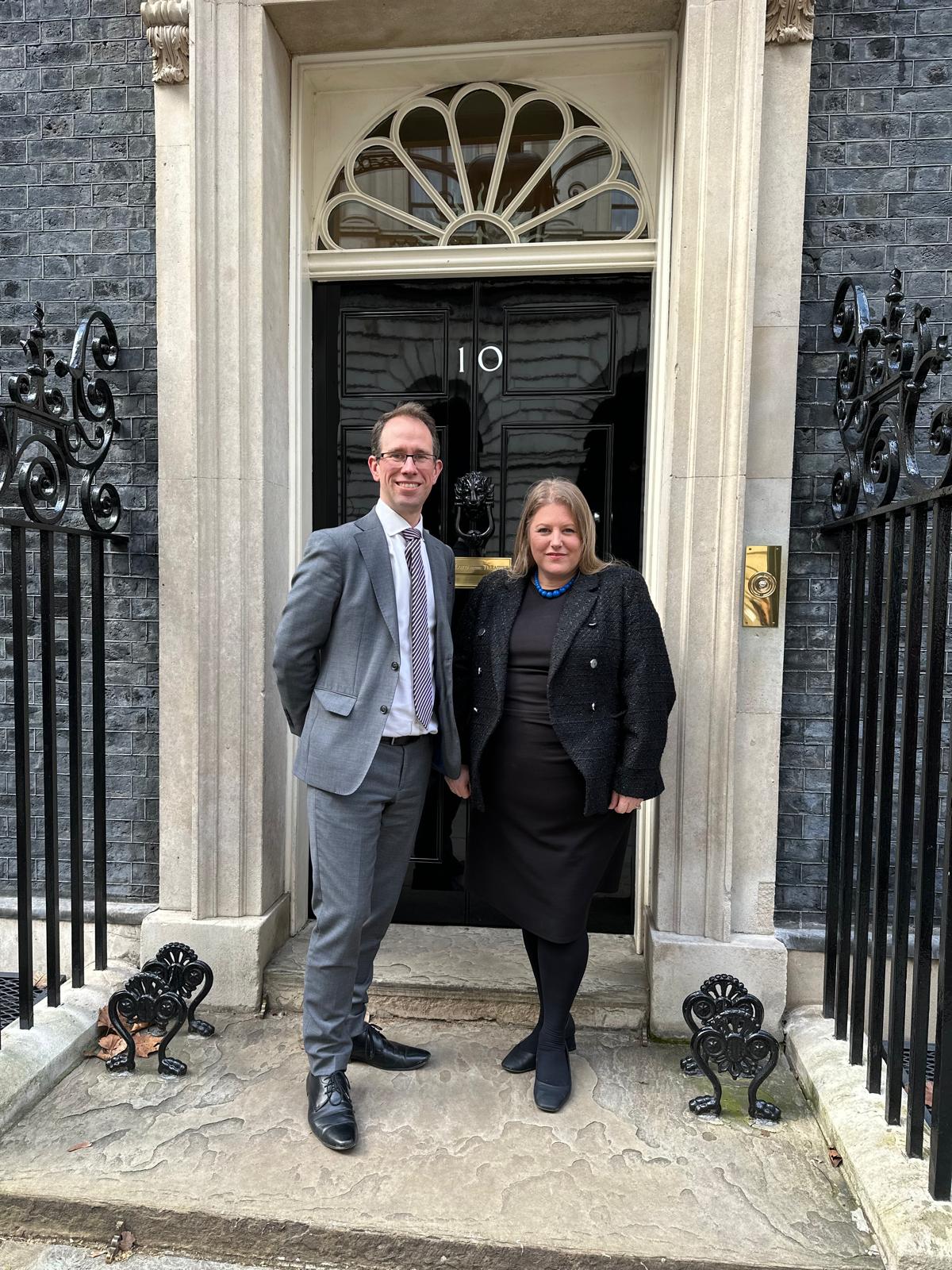 PCC Matthew Barber at PCC Donna Jones outside 10 Downing Street
